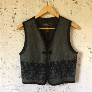 EXPRESS GREY BLACK WOOL VEST XS